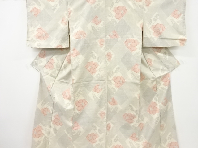 JAPANESE KIMONO / ANTIQUE KIMONO / SILK / TOKAMACHI TSUMUGI / WOVEN FLOWER